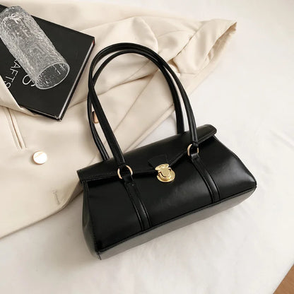 Retro PU Leather Shoulder Bag – Women's Vintage Underarm Tote