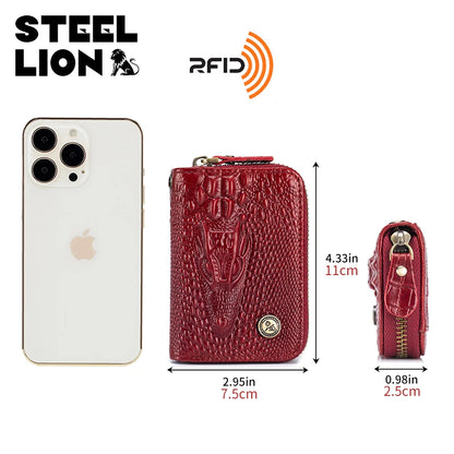 Crocodile Pattern Key Wallet with Chain – Steel Lion