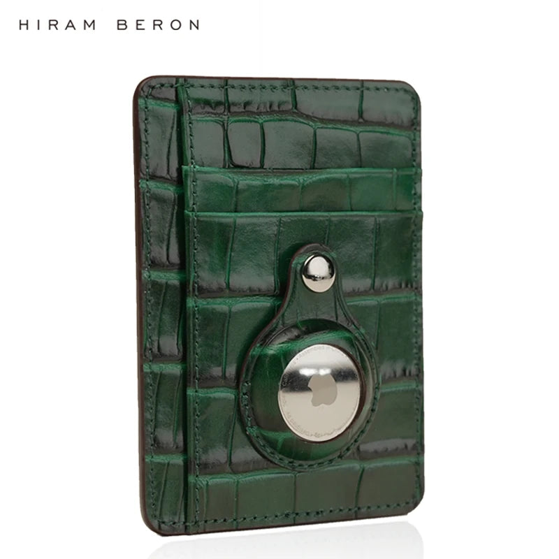 Croco Leather AirTag Card Holder Wallet – Custom Name