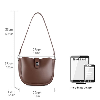 Genuine Leather Crossbody Bag for Women – Vintage Shoulder Handbag