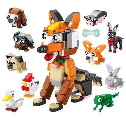 10-in-1 Animal World Building Blocks Kit – Elephant, Giraffe & More