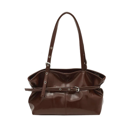 Retro Leather Tote Bag – Women's Large Capacity Shoulder Handbag