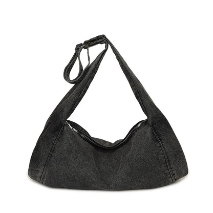 Casual Retro Denim Shoulder Bag Lightweight Large-Capacity Handbag Korean Lazy Style Underarm