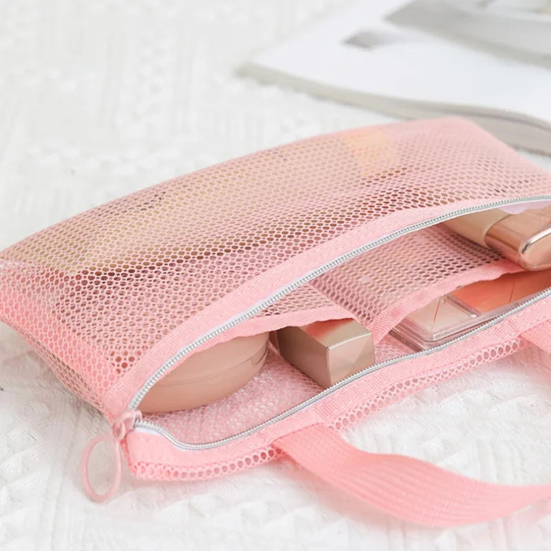 Mesh Travel Toiletry Bag – Multi-Pocket Portable Makeup & Bath Organizer