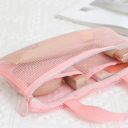 Mesh Travel Toiletry Bag – Multi-Pocket Portable Makeup & Bath Organizer