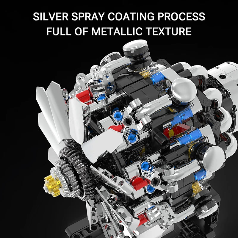 Motorized Aircraft V8 Engine Building Blocks Set – 478 & 558 Pcs