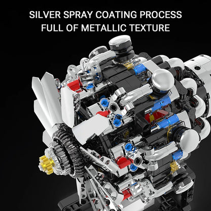 Motorized Aircraft V8 Engine Building Blocks Set – 478 & 558 Pcs