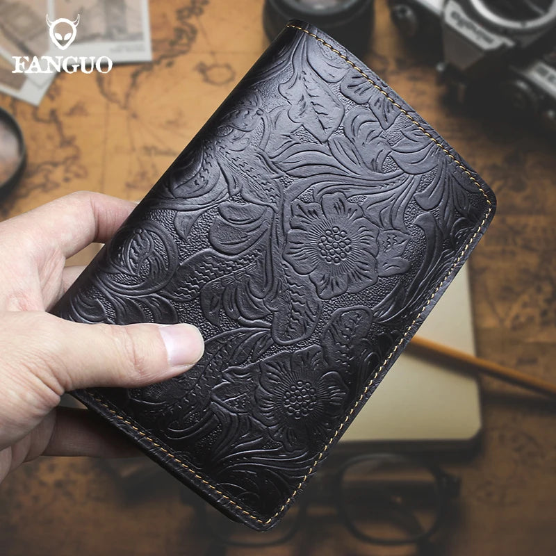 Genuine Leather Passport Holder Wallet – Embossed Travel Cover for Men & Women
