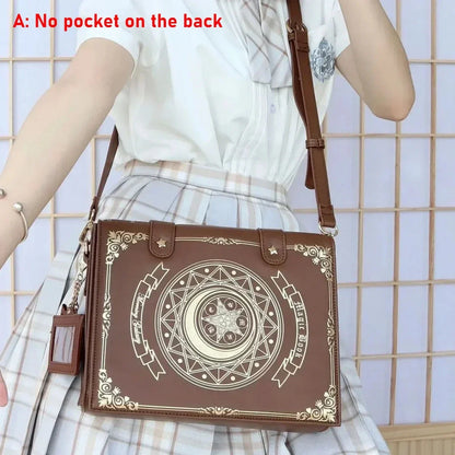 Gothic Magic Book Shoulder Bag – Y2K Aesthetic Crossbody Purse