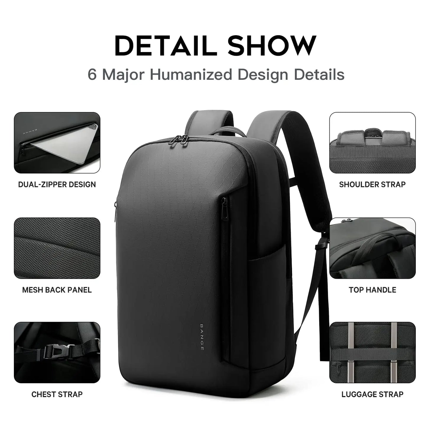 Bange 15.6" Laptop Backpack – Multi-Pocket Waterproof Business Travel Bag