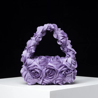 Wedding Party Dinner Bag Elegant Rose Handbag Sweet Cute Small Square Bag