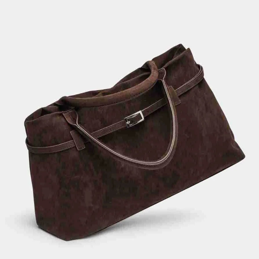 Women S Retro Suede Frosted Bag Casual Large Luxury Design Commuter High-End Armpit Soft Handle