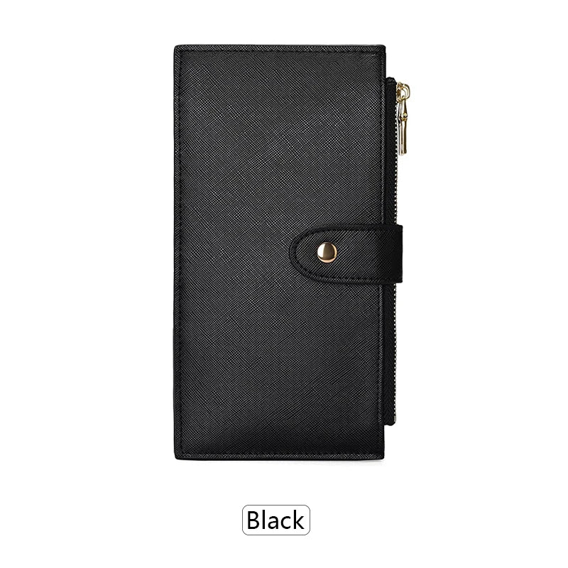 RFID Women's Long Wallet – Double Zipper Bifold Multi-Card Holder