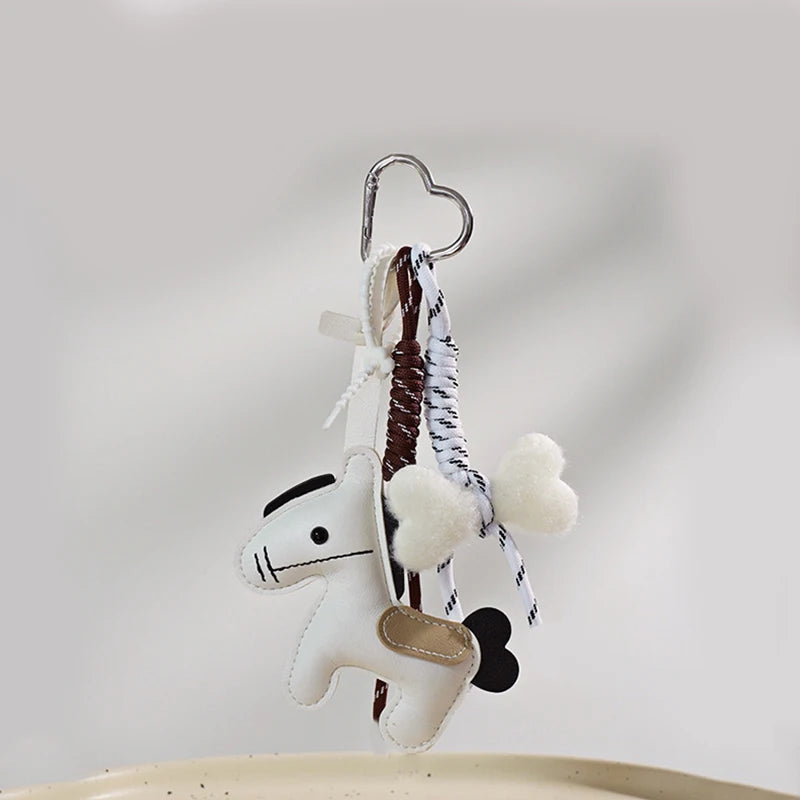 Plush Pony Keychain Bag Charm with Braided Rope Tassel