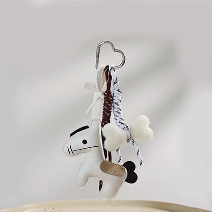 Plush Pony Keychain Bag Charm with Braided Rope Tassel