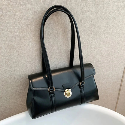 Retro PU Leather Shoulder Bag – Women's Vintage Underarm Tote