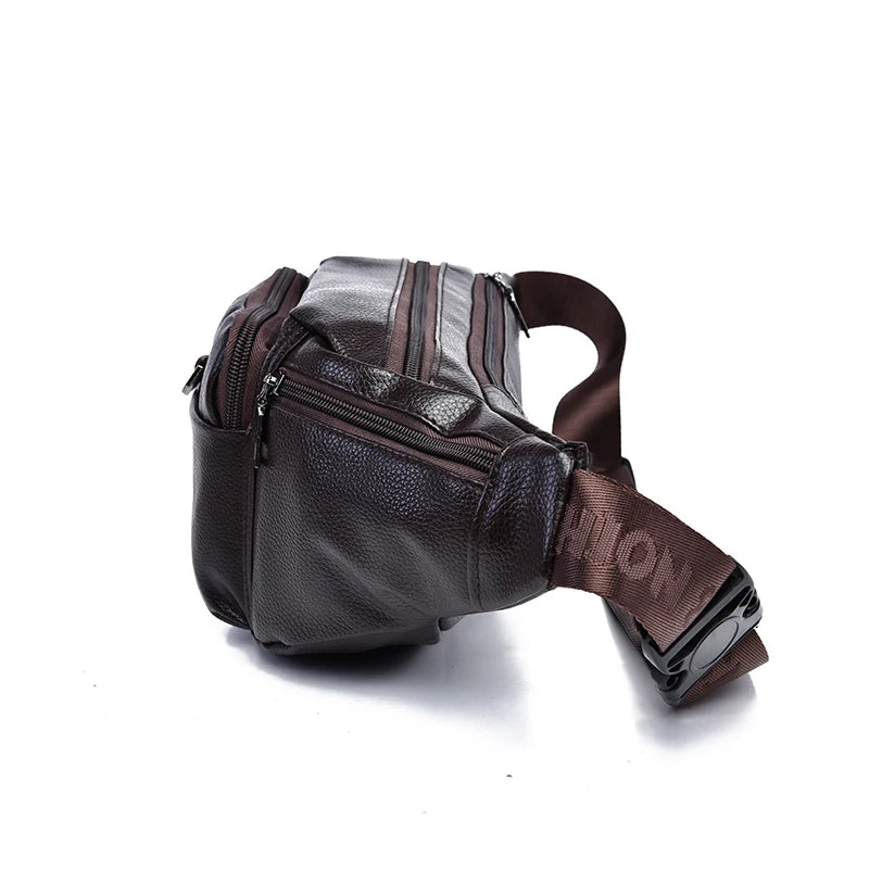 Men's Leather Fanny Pack Waist Bag – Retro Sling Chest Bum Bag