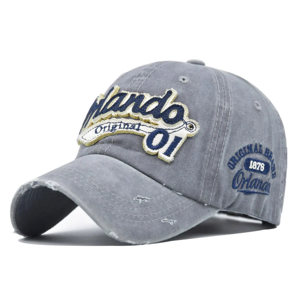 Orlando Embroidered Vintage Washed Cotton Baseball Cap