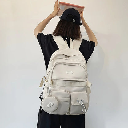 Large Capacity School Backpack with Mini Coin Pouch