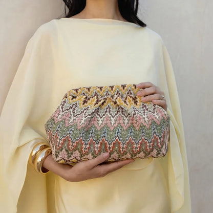 Bohemian Jacquard Clutch Bag – Women's Pleated Cloud Evening Purse