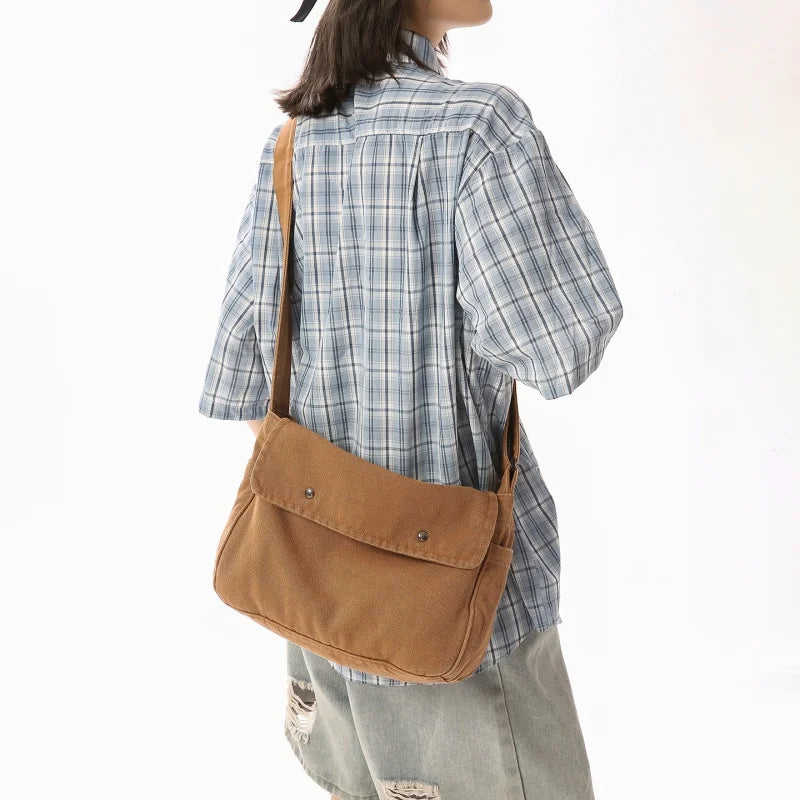 Canvas Crossbody Bag for Women – Vintage Washed Shoulder Hobo