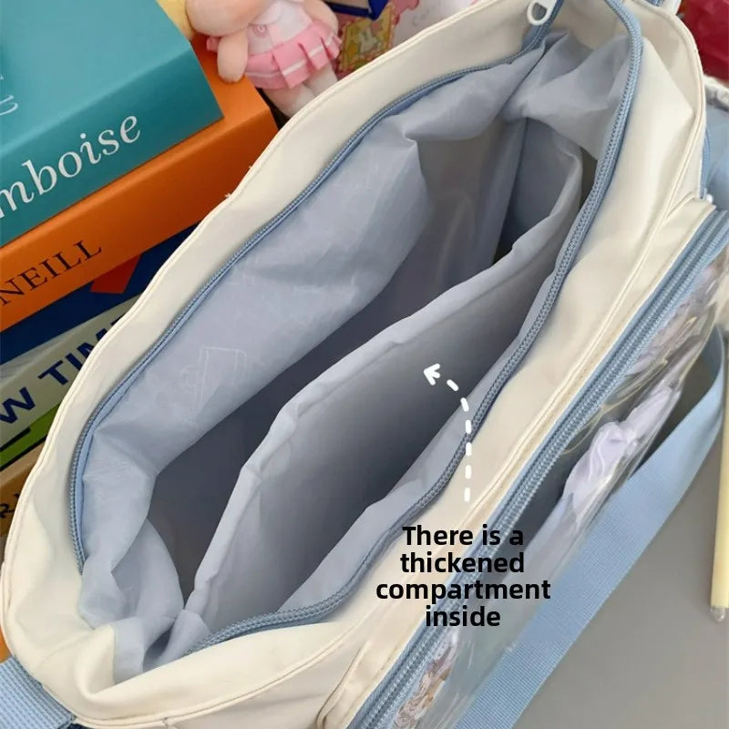 Trendy Transparent Simple Crossbody Bag Girls Large Capacity School Shoulder Comfortable Versatile