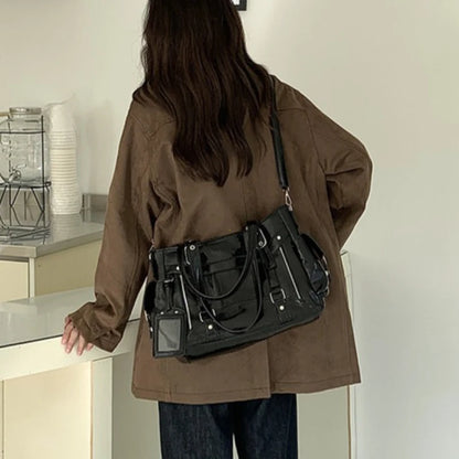 Y2K Large Capacity PU Leather Tote Bag for Women