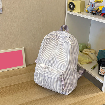 Cute Pastel Stripe Backpack for Teen Girls – Soft School Bag