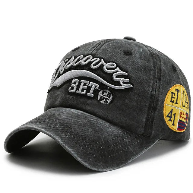 Vintage Washed Baseball Cap – Unisex Letter Embroidery Snapback Hat
