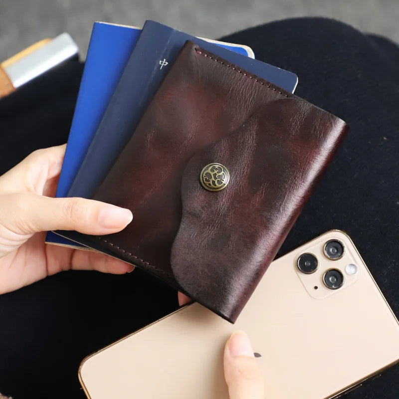 Slim Minimalist Leather Wallet – Handmade Card & Coin Holder for Men & Women