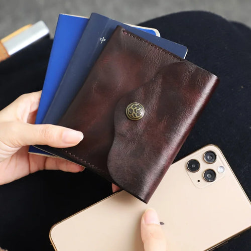 Slim Minimalist Leather Wallet – Handmade Card & Coin Holder for Men & Women