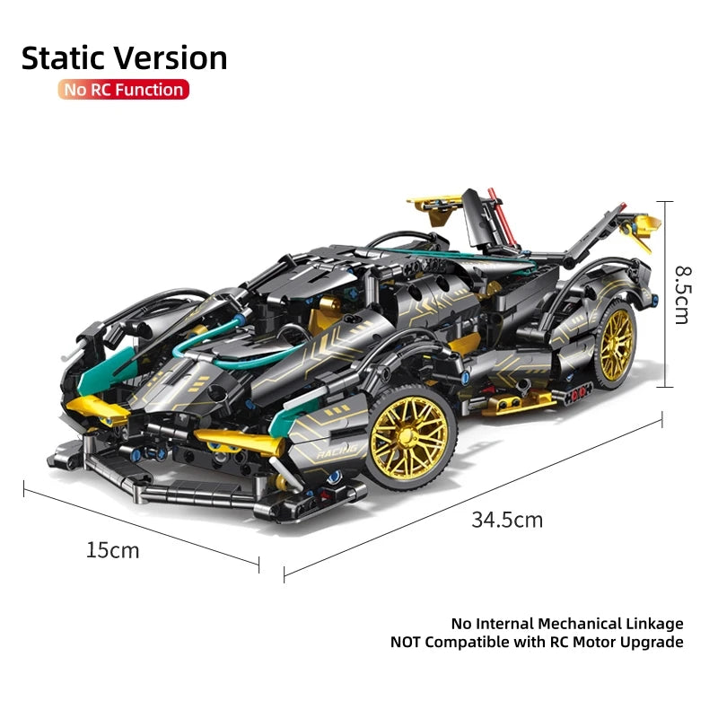 V12 Technical Racing Car Building Set – 1000 Pcs RC-Upgradeable