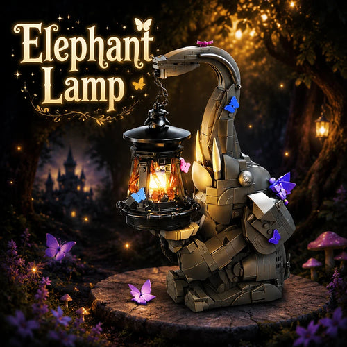 Elephant Lamp Building Blocks Set with LED Night Light Lantern