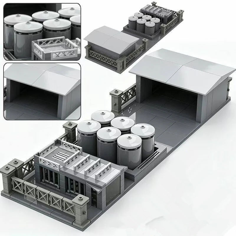 Military Army Base Oil Control Station Building Blocks Set