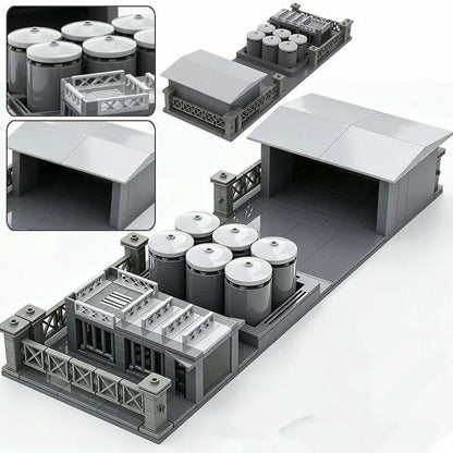 Military Army Base Oil Control Station Building Blocks Set
