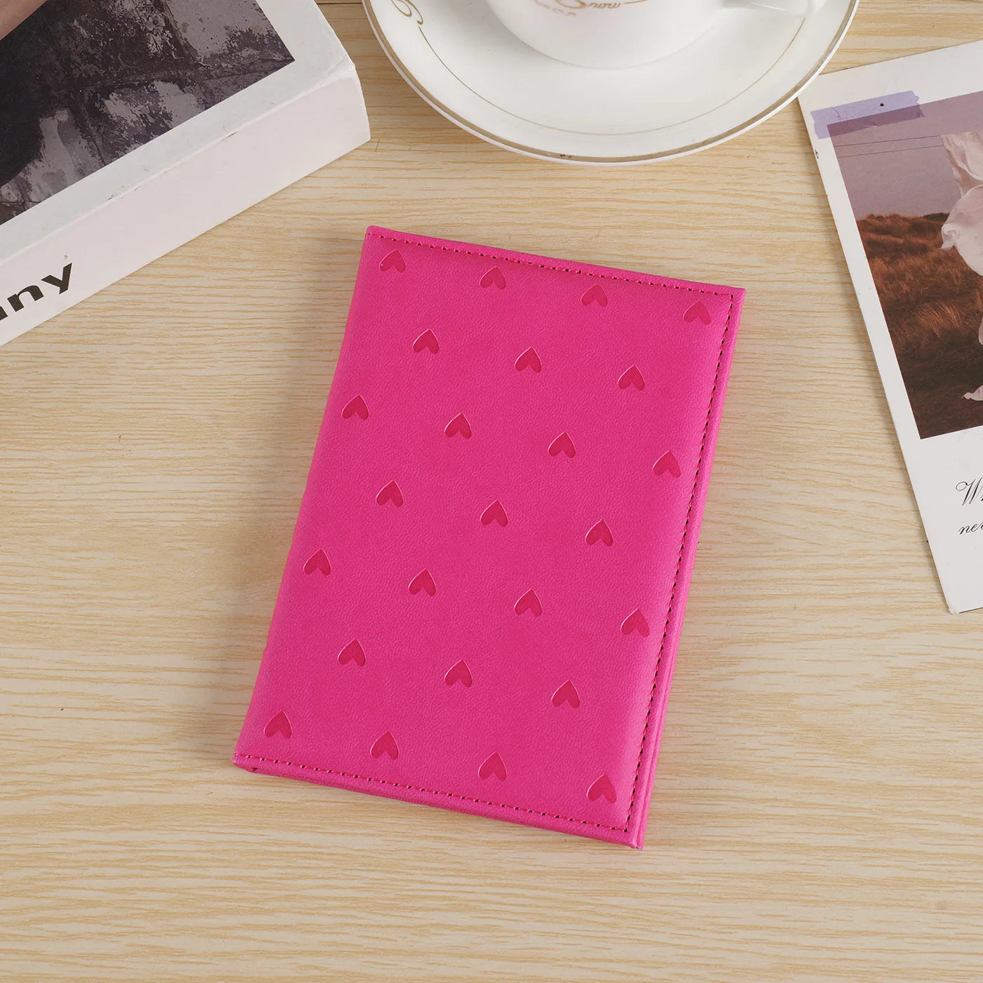 Passport Holder – Cute Heart Print PU Leather Travel Wallet