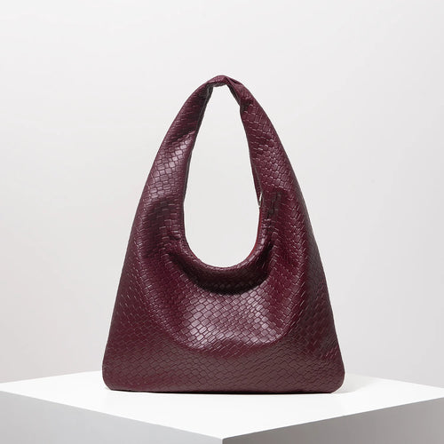 Vintage Faux Woven Leather Shoulder Bag Women S Handbag Large Capacity Tote Bag Crescent Bag