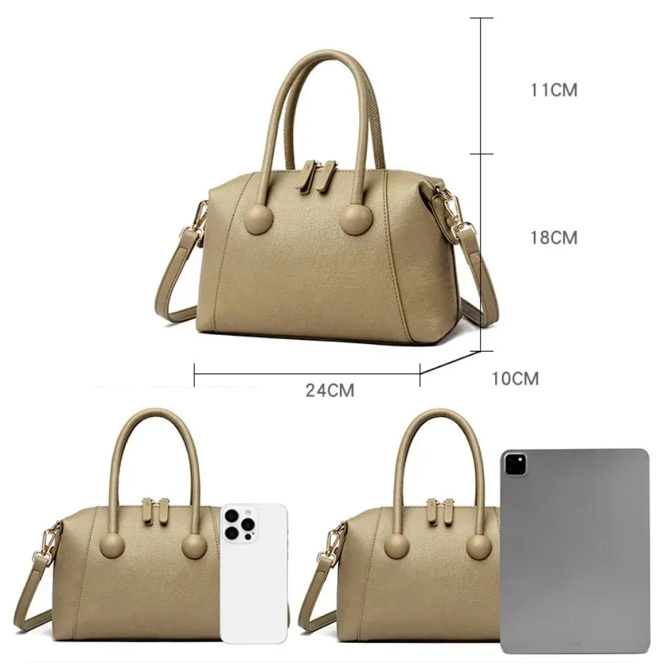 Soft Leather Women's Handbag – Shoulder Tote & Crossbody Bag