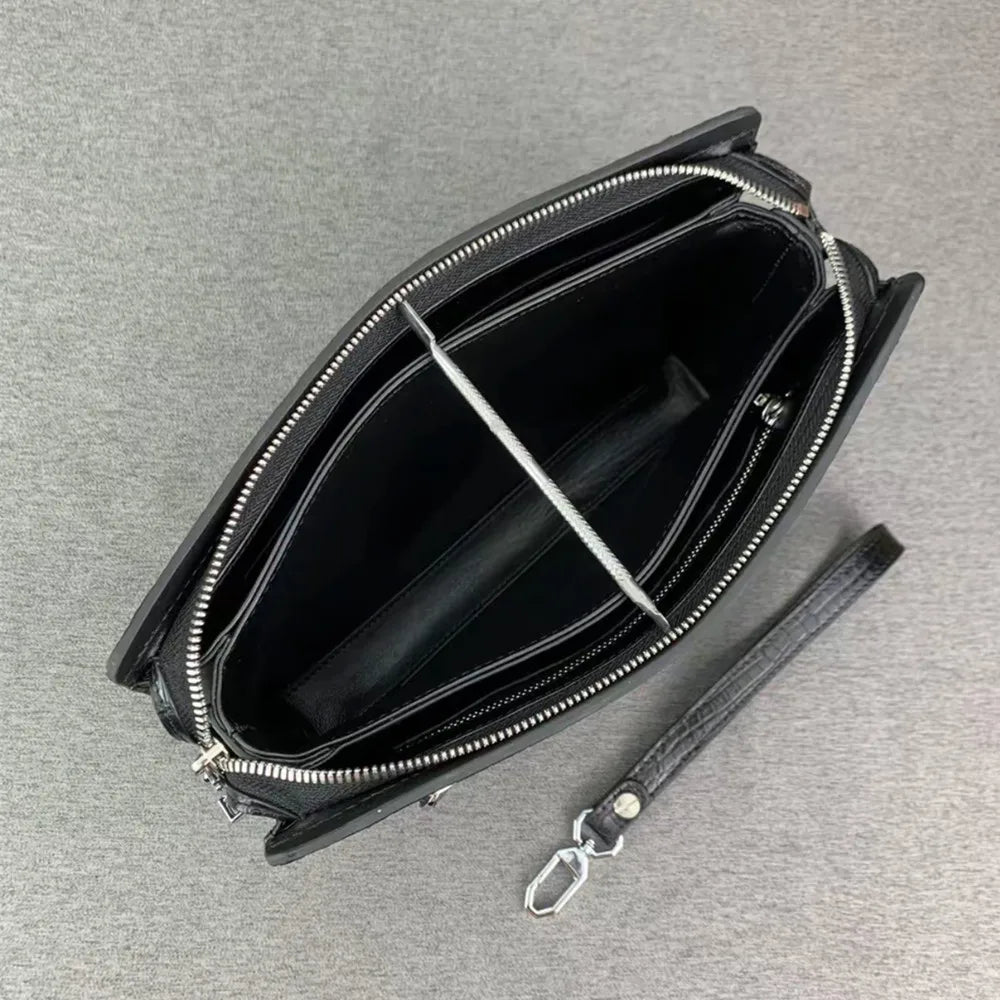 Crocodile Belly Leather Men's Business Clutch Bag with Password Lock