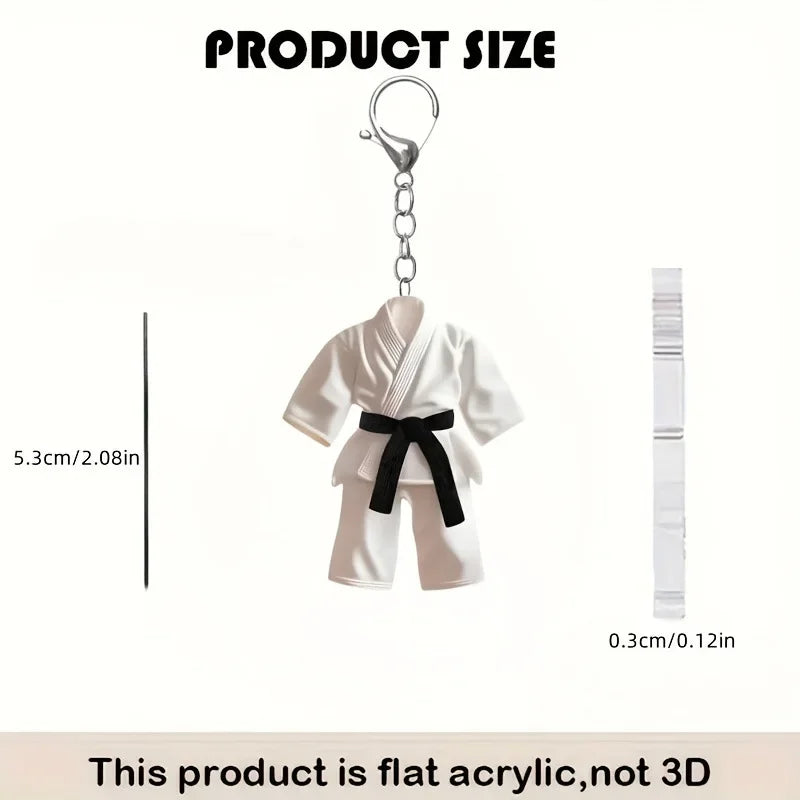 Niche Design Taekwondo Uniform Bag Pendant Fashionable Creative Flat 2d Car Keychain Personality