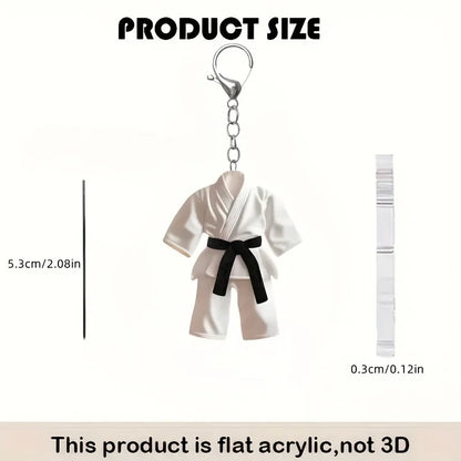 Niche Design Taekwondo Uniform Bag Pendant Fashionable Creative Flat 2d Car Keychain Personality