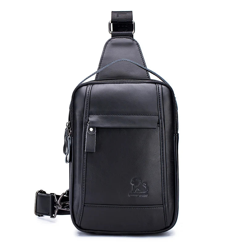 Men's Leather Crossbody Chest Bag – Cowhide Sling Bag