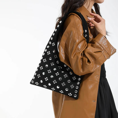 Frosted Rivet Bucket Bag – Women's Luxury Large Capacity Shoulder Tote