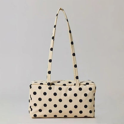 Polka Dot Shoulder Bag – Lightweight Nylon Handbag for Women