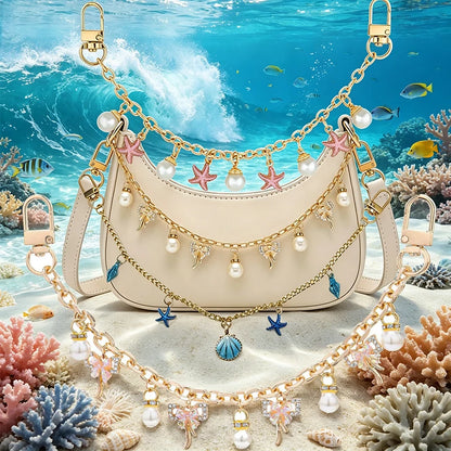 Bag Charm Chain Strap – Pearl Bow & Starfish Pendant Styles