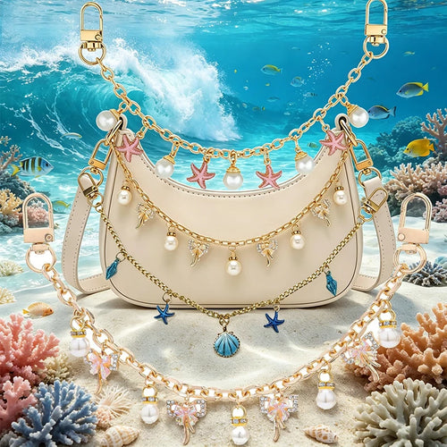 Bag Charm Chain Strap – Pearl Bow & Starfish Pendant Styles