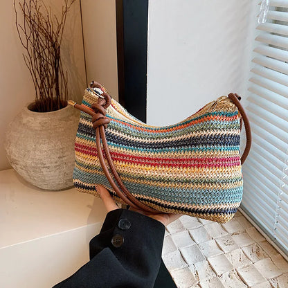 Bohemian Woven Straw Bag – Women's Beach Crossbody