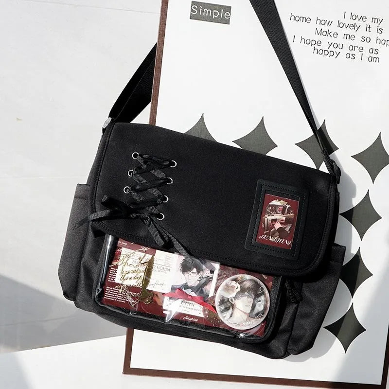 Kawaii Itabag Messenger Bag Clear Window Lace Detail Crossbody