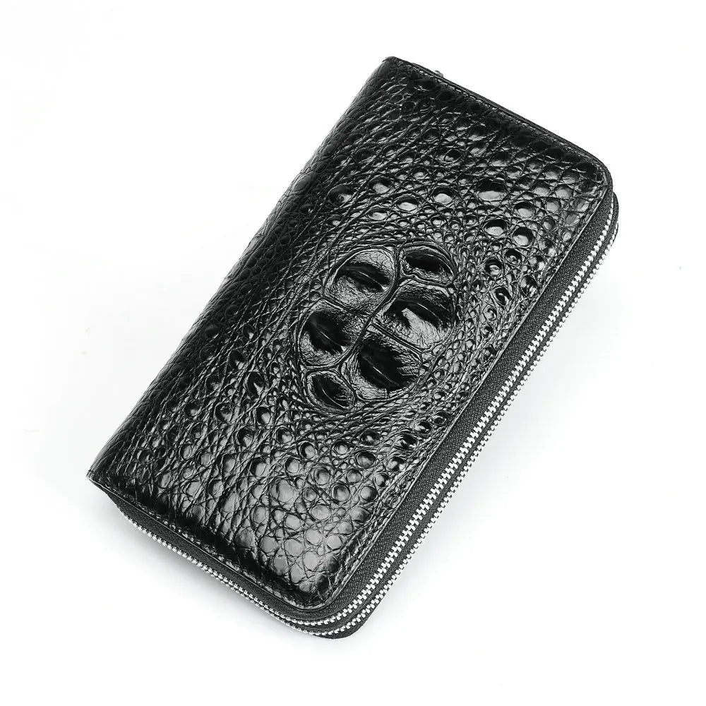 Crocodile Leather Men's Clutch – Double Zipper Business Handbag