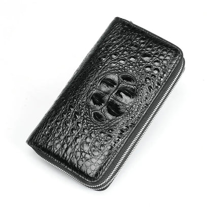 Crocodile Leather Men's Clutch – Double Zipper Business Handbag